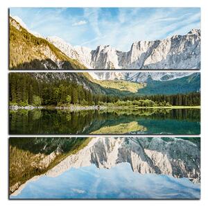 Slika na platnu - Alpski vrhovi koji se ogledaju u mirnom jezeru - kvadrat 3157D (75x75 cm)