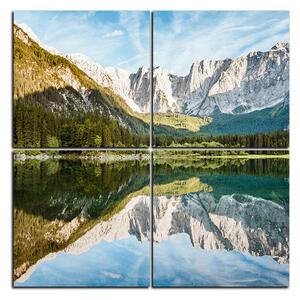 Slika na platnu - Alpski vrhovi koji se ogledaju u mirnom jezeru - kvadrat 3157E (60x60 cm)