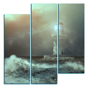Slika na platnu - Svjetionik u moru pod nebom - kvadrat 3159FC (75x75 cm)