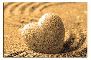 Slika na platnu - Kamen u obliku srca na pijesku 1161FA (90x60 cm )