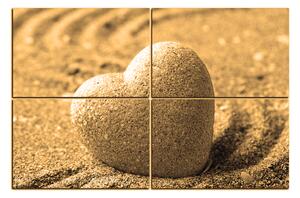 Slika na platnu - Kamen u obliku srca na pijesku 1161FE (120x80 cm)