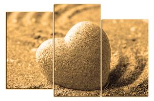 Slika na platnu - Kamen u obliku srca na pijesku 1161FD (150x100 cm)