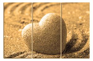 Slika na platnu - Kamen u obliku srca na pijesku 1161FB (90x60 cm )