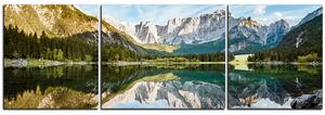 Slika na platnu - Alpski vrhovi koji se ogledaju u mirnom jezeru - panorama 5157C (90x30 cm)