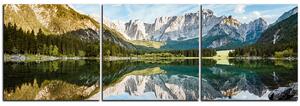 Slika na platnu - Alpski vrhovi koji se ogledaju u mirnom jezeru - panorama 5157B (150x50 cm)
