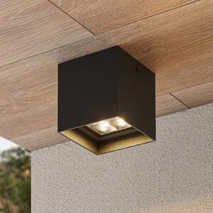 Lindby LED stropna svjetiljka Eveta, 10 cm, antracit, aluminij, IP65, Crno, Metal