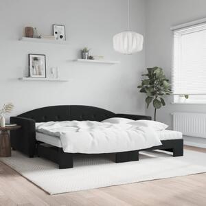 Dnevni krevet na razvlačenje s madracima crni 100x200 cm baršun - Crna / 100 x 200 cm
