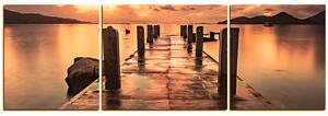 Slika na platnu - Prekrasan zalazak sunca nad jezerom - panorama 5164FC (90x30 cm)