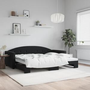 Dnevni krevet na razvlačenje crni 90 x 190 cm baršunasti - Crna / 90 x 190 cm