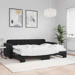 Dnevni krevet na razvlačenje s madracima crni 80x200 cm baršun - Crna / 80 x 200 cm