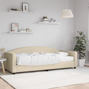 Dnevni krevet s madracem krem 90 x 200 cm od tkanine - Krema / 90 x 200 cm