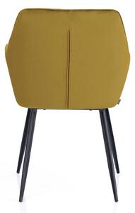 Blagovaonska fotelja od baršuna u boji senfa VIALLI
