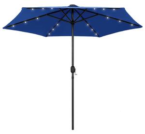 Vrtni suncobran LED s aluminijskim stupom 270 cm azurnoplavi - Plava / N/A