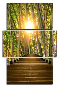 Slika na platnu - Drvena šetnica u šumi bambusa - pravokutnik 7172C (90x60 cm)