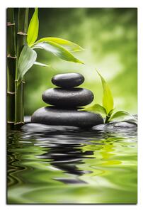 Slika na platnu - Zen kamenje i bambus - pravokutnik 7193A (90x60 cm )