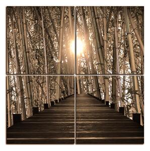 Slika na platnu - Drvena šetnica u šumi bambusa - kvadrat 3172FE (60x60 cm)