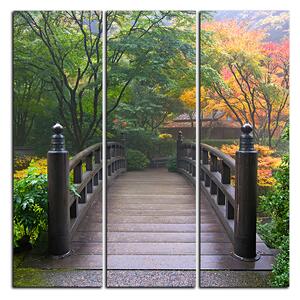 Slika na platnu - Drveni most u jesenskom vrtu - kvadrat 3186B (75x75 cm)