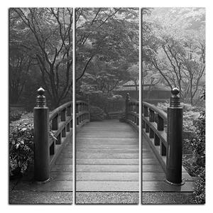 Slika na platnu - Drveni most u jesenskom vrtu - kvadrat 3186QB (75x75 cm)