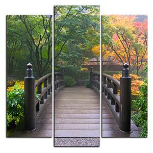 Slika na platnu - Drveni most u jesenskom vrtu - kvadrat 3186C (75x75 cm)