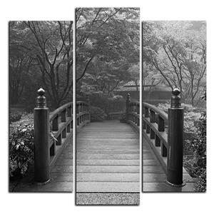 Slika na platnu - Drveni most u jesenskom vrtu - kvadrat 3186QC (75x75 cm)