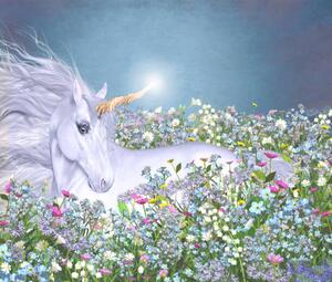 Ilustracija Unicorn in a Sea of Flowers, ratpack223