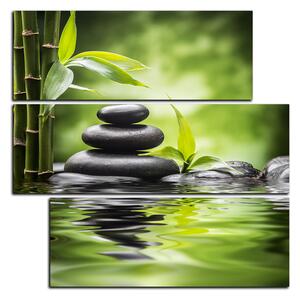 Slika na platnu - Zen kamenje i bambus - kvadrat 3193D (75x75 cm)