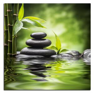 Slika na platnu - Zen kamenje i bambus - kvadrat 3193A (50x50 cm)