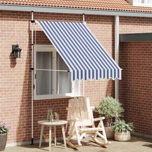 Tenda na ručno uvlačenje 150 cm plavo-bijela prugasta - Plava / N/A