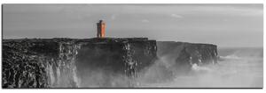 Slika na platnu - Svjetionik u oluji - panorama 5183QA (105x35 cm)