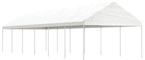 Sjenica s krovom bijela 13,38 x 4,08 x 3,22 m polietilen - Bijela / 13.38 x 4.08 x 3.22 m