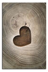 Slika na platnu - Srce na drvenoj pozadini - pravokutnik 7207A (100x70 cm)
