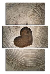 Slika na platnu - Srce na drvenoj pozadini - pravokutnik 7207C (90x60 cm)