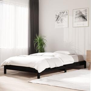 Složivi krevet crni 75 x 190 cm od masivne borovine - Crna / 75 x 190 cm
