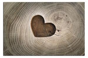 Slika na platnu - Srce na drvenoj pozadini 1207A (90x60 cm )