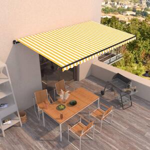 Tenda na ručno uvlačenje 500 x 300 cm žuto-bijela - Žuta / 500 x 300 cm