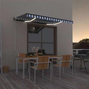 Tenda na ručno uvlačenje s LED svjetlom 350x250 cm plavo-bijela - Plava / 350 x 250 cm