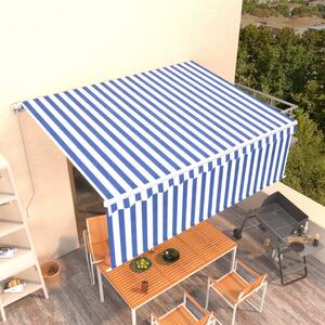 Tenda na ručno uvlačenje s roletom 4 x 3 m plavo-bijela - Plava / 4 x 3 m