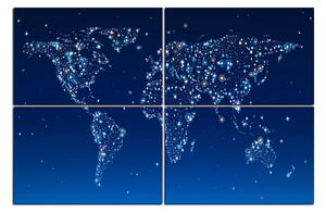 Slika na platnu - Svjetleća karta svijeta 1213D (150x100 cm)