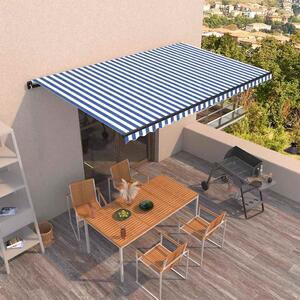 Tenda na ručno uvlačenje 500 x 350 cm plavo-bijela - Plava / 500 x 350 cm