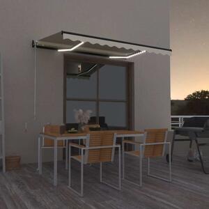 Tenda na ručno uvlačenje s LED svjetlom 350x250 cm žuto-bijela - Žuta / 350 x 250 cm