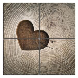 Slika na platnu - Srce na drvenoj pozadini - kvadrat 3207E (60x60 cm)