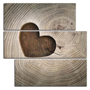 Slika na platnu - Srce na drvenoj pozadini - kvadrat 3207D (75x75 cm)