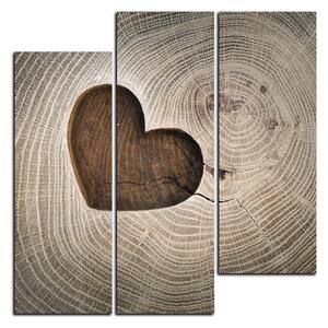 Slika na platnu - Srce na drvenoj pozadini - kvadrat 3207C (75x75 cm)