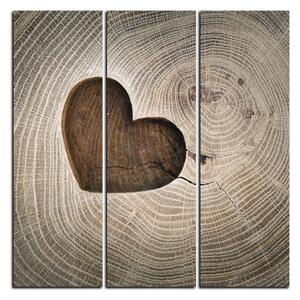 Slika na platnu - Srce na drvenoj pozadini - kvadrat 3207B (75x75 cm)