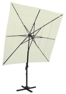 Vrtni suncobran s 4 razine i stupom 250 x 250 cm boja pijeska - Bež / N/A