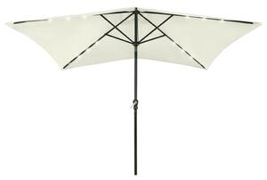 Vrtni suncobran LED s čeličnim stupom 2 x 3 m boja pijeska - Bež / N/A