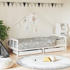 VidaXL Okvir za dječji krevet s ladicama bijeli 90 x 200 cm borovina