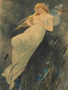 Reprodukcija umjetnosti The Elf in the Iris Blossoms (Vintage Art Nouveau) - Alfons Mucha, (30 x 40 cm)