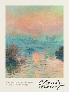 Reprodukcija umjetnosti Sun Setting on the Seine - Claude Monet, (30 x 40 cm)
