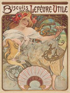 Reprodukcija umjetnosti Biscuits Lefèvre-Utile Biscuit Advert (Vintage Art Nouveau) - Alfons Mucha, (30 x 40 cm)